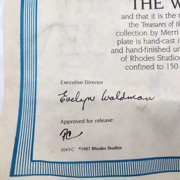 Rhodes Studios Rebekah at the Well 3D Plate w COA 3773A Bronze 8 in VTG 1987 - Picture 13 of 16